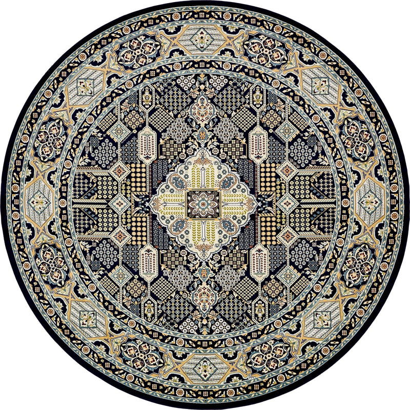 Persian Elegance Collection Area Rug -  Kashan Round Navy Blue  lifestyle 49