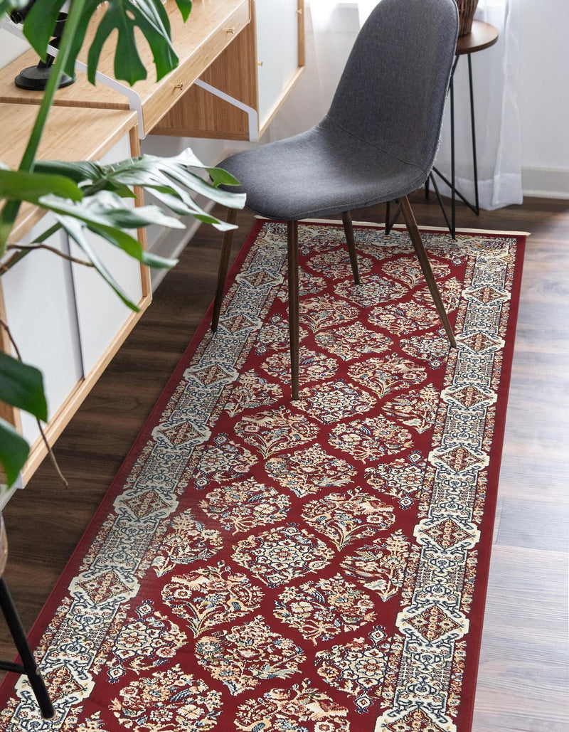 Persian Elegance Collection Area Rug -  Yazd Runner Burgundy  lifestyle 91