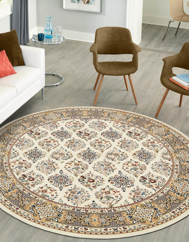 Persian Elegance Collection Area Rug -  Yazd Round Ivory  lifestyle 102