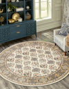 Persian Elegance Collection Area Rug -  Yazd Round Ivory  lifestyle 111