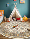 Persian Elegance Collection Area Rug -  Yazd Round Ivory  lifestyle 147