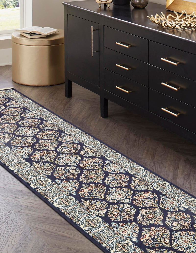 Persian Elegance Collection Area Rug -  Yazd Runner Navy Blue  lifestyle 123