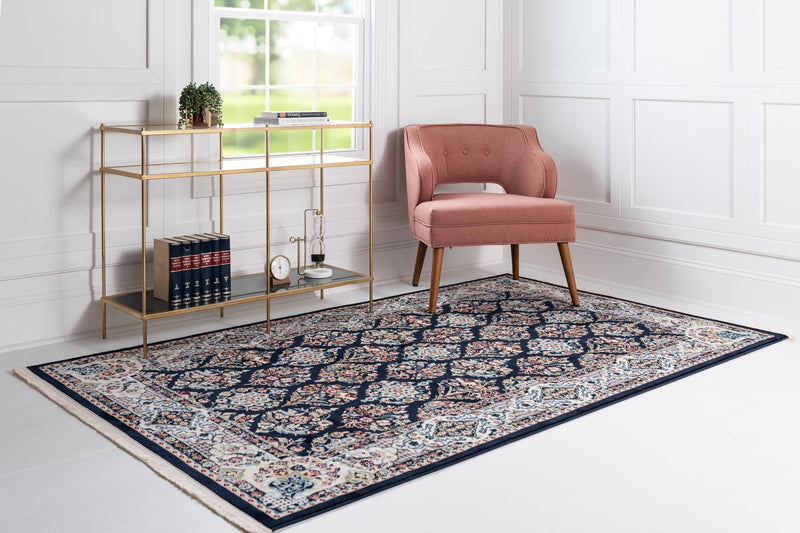 Persian Elegance Collection Area Rug -  Yazd Rectangle Navy Blue  lifestyle 8