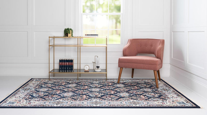 Persian Elegance Collection Area Rug -  Yazd Rectangle Navy Blue  lifestyle 11