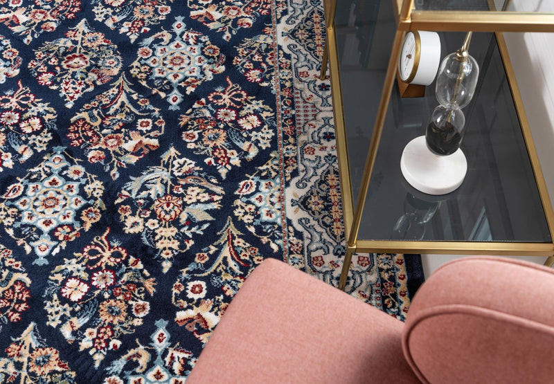 Persian Elegance Collection Area Rug -  Yazd Rectangle Navy Blue  lifestyle 17