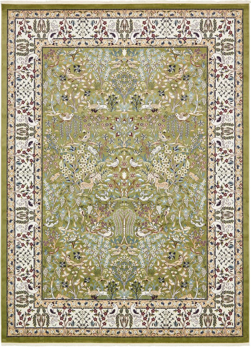 Persian Elegance Collection Area Rug -  Kerman (Green) Rectangle Green Main