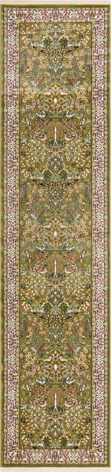Persian Elegance Collection Area Rug -  Kerman (Green) Runner Green  lifestyle 7