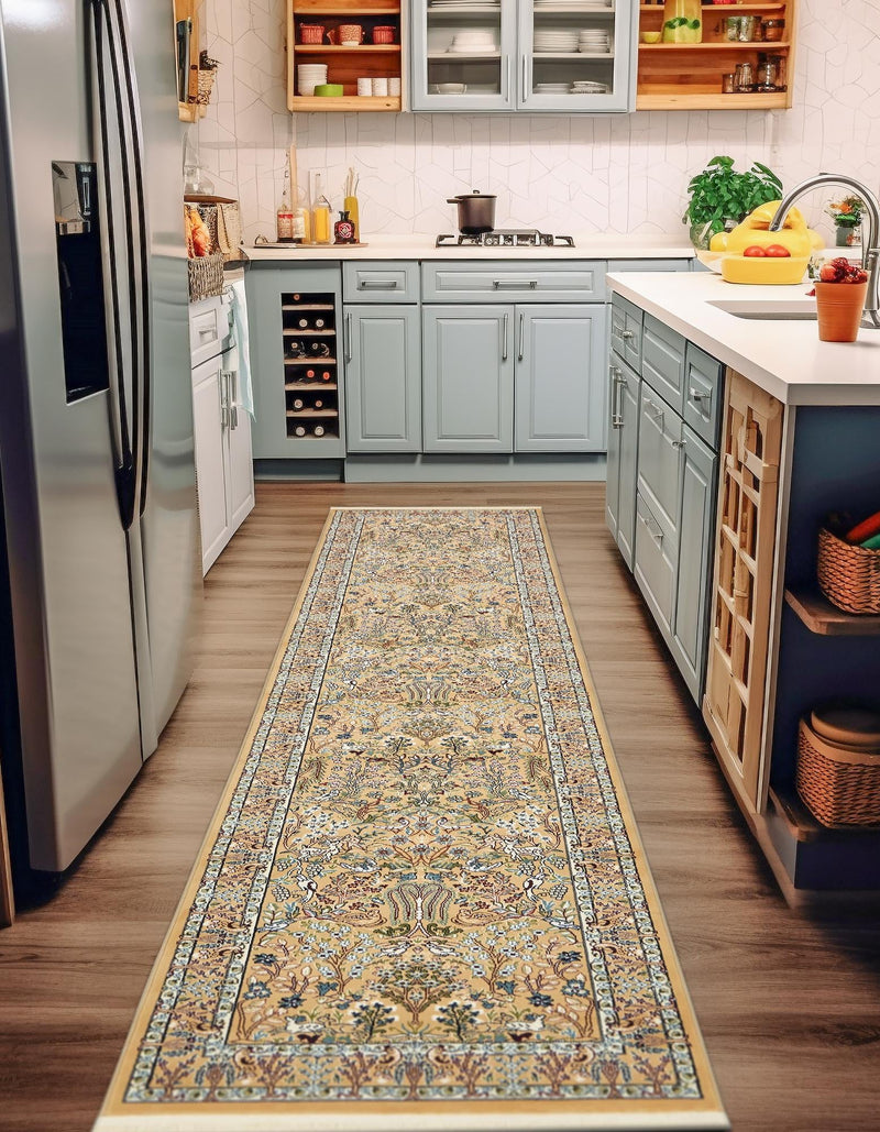 Persian Elegance Collection Area Rug -  Kerman (Beige) Runner Beige  lifestyle 26