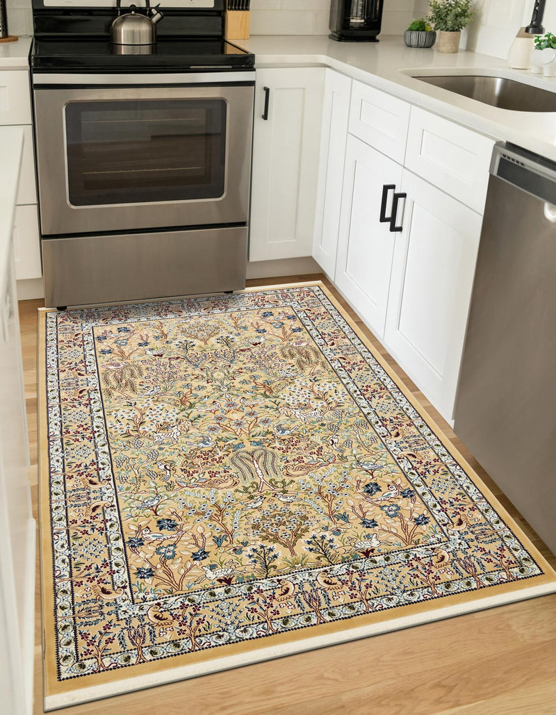 Persian Elegance Collection Area Rug -  Kerman (Beige) Rectangle Beige  lifestyle 5