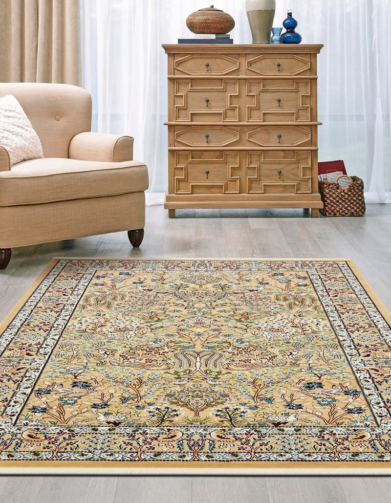 Persian Elegance Collection Area Rug -  Kerman (Beige) Rectangle Beige  lifestyle 7