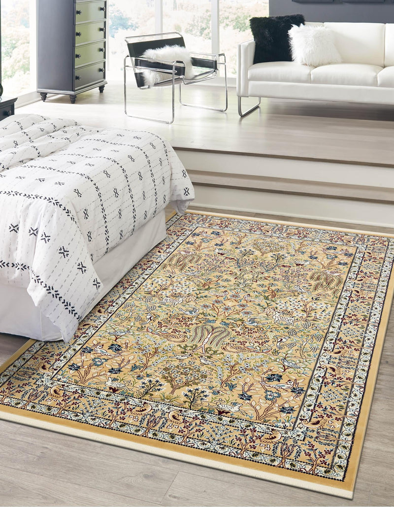 Persian Elegance Collection Area Rug -  Kerman (Beige) Rectangle Beige  lifestyle 8