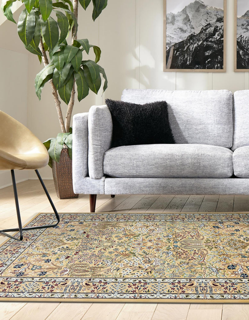 Persian Elegance Collection Area Rug -  Kerman (Beige) Rectangle Beige  lifestyle 9