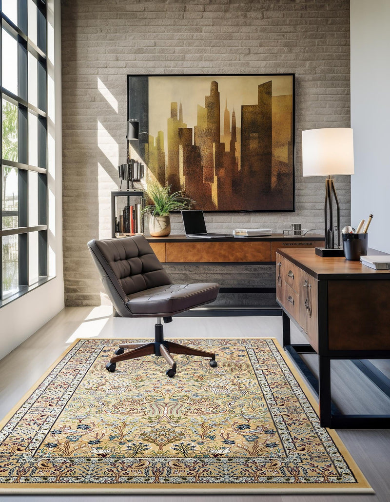 Persian Elegance Collection Area Rug -  Kerman (Beige) Rectangle Beige  lifestyle 11