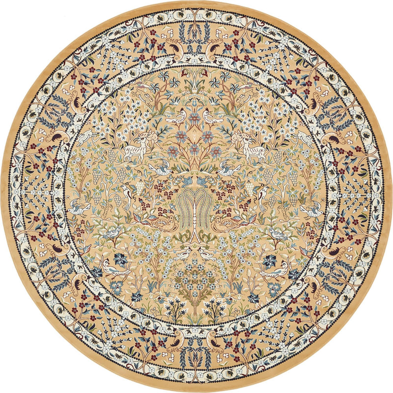 Persian Elegance Collection Area Rug -  Kerman (Beige) Round Beige  lifestyle 2
