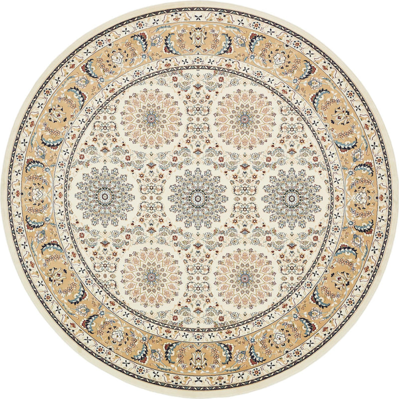 Persian Elegance Collection Area Rug -  Mashhad Round Ivory  lifestyle 65