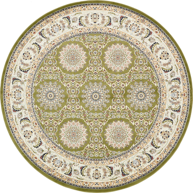 Persian Elegance Collection Area Rug -  Mashhad Round Green  lifestyle 67