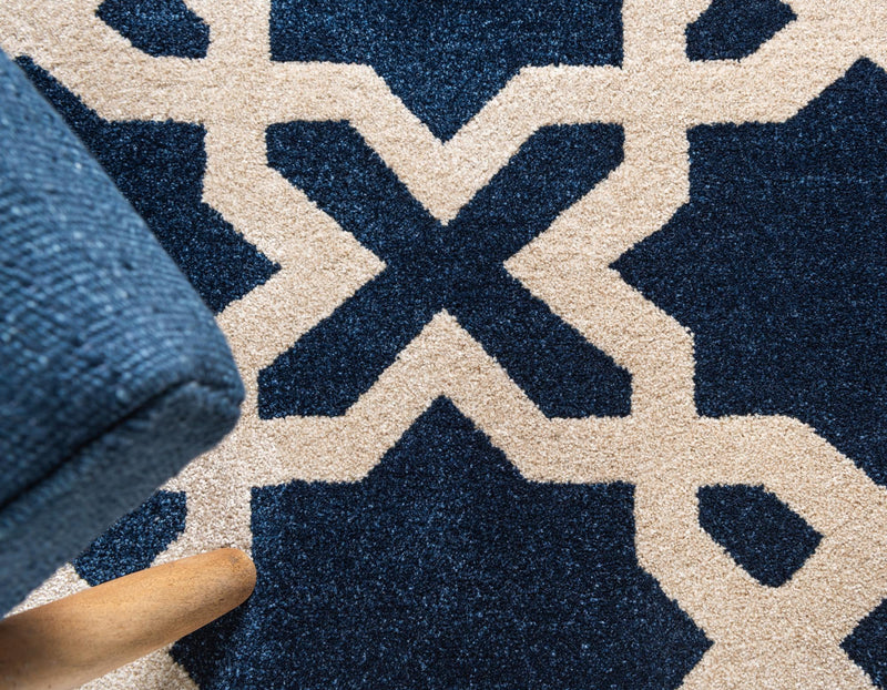 Lattice Gardens Collection Area Rug -  Greenhedge Rectangle Navy Blue  lifestyle 15