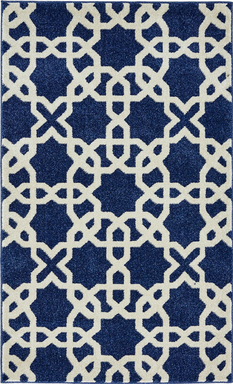 Lattice Gardens Collection Area Rug -  Greenhedge Rectangle Navy Blue  lifestyle 3