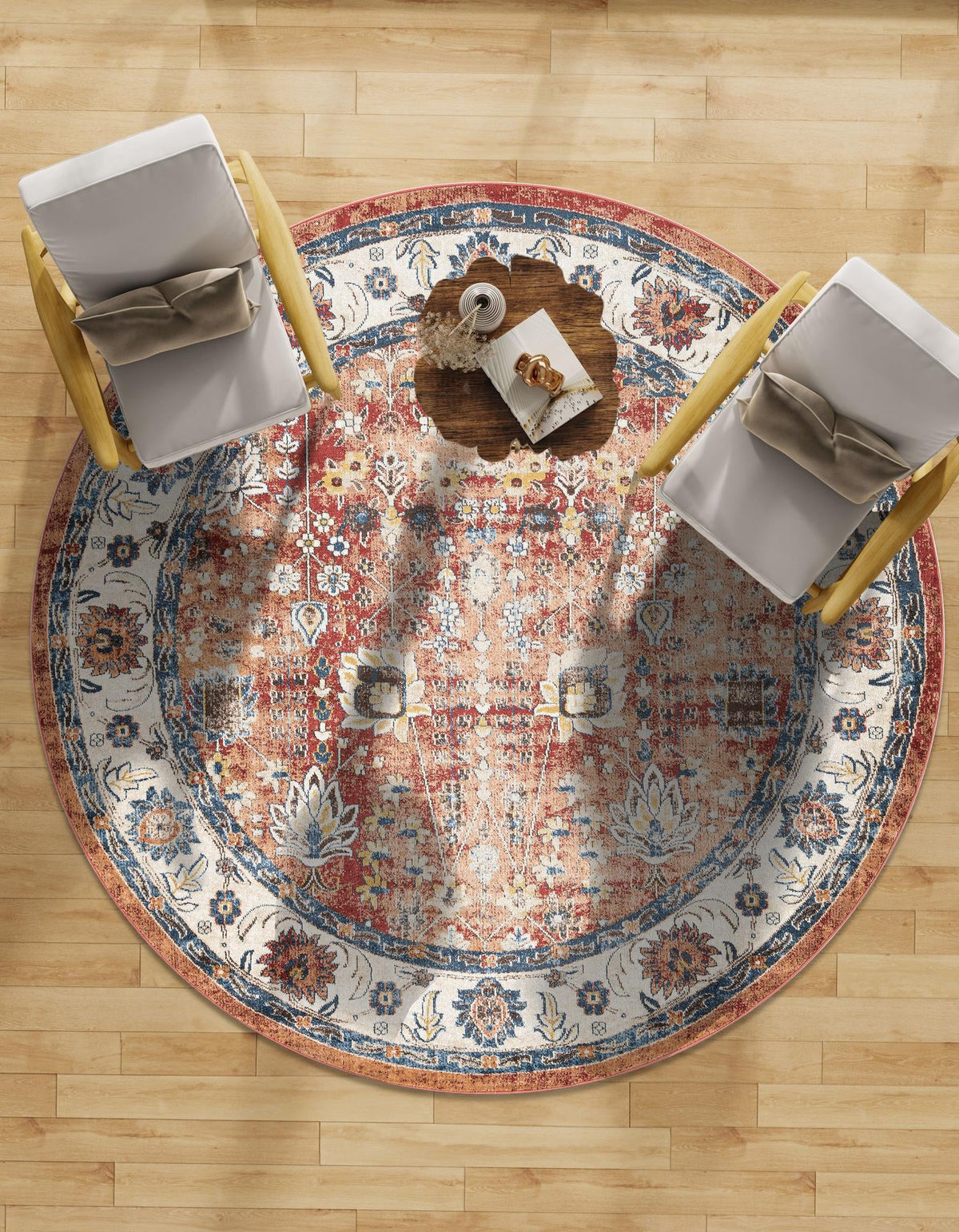 Eden Oasis Collection Area Rug -  Haven Round Terracotta  lifestyle 134