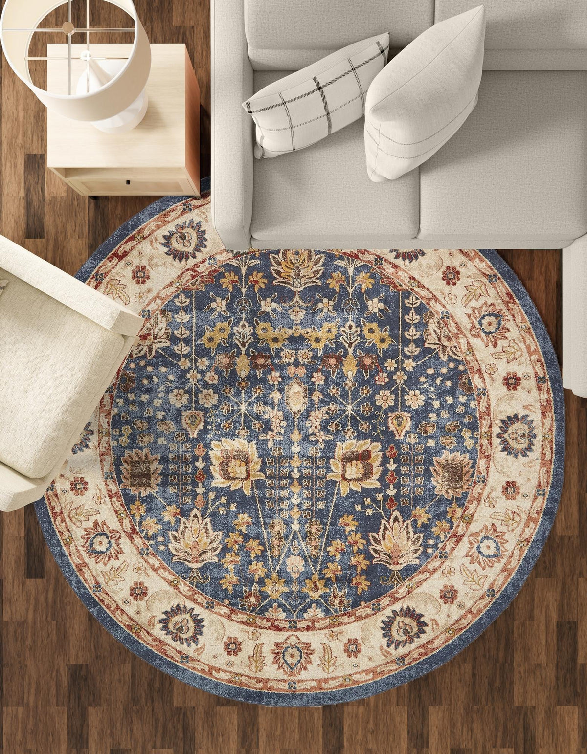 Eden Oasis Collection Area Rug -  Haven Round Light Blue  lifestyle 136