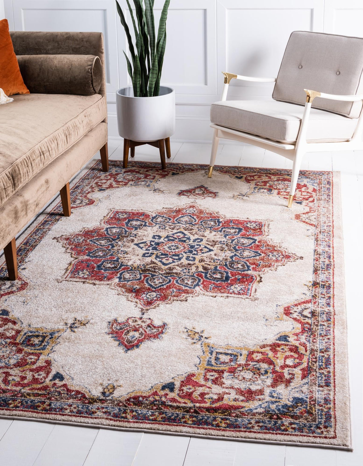Eden Oasis Collection Area Rug -  Tranquility (Cream) Rectangle Cream  lifestyle 8