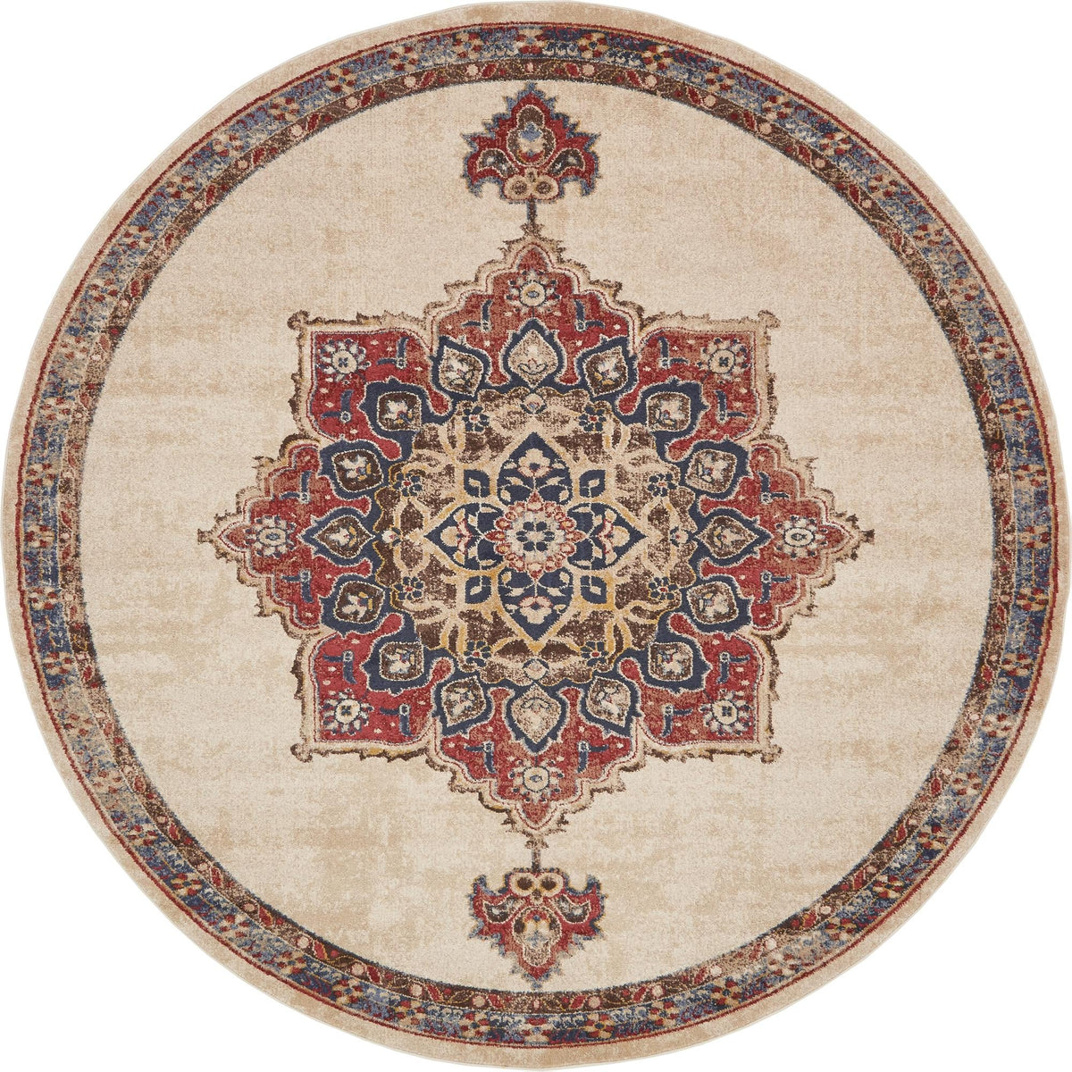 Eden Oasis Collection Area Rug -  Tranquility (Cream) Round Cream  lifestyle 23