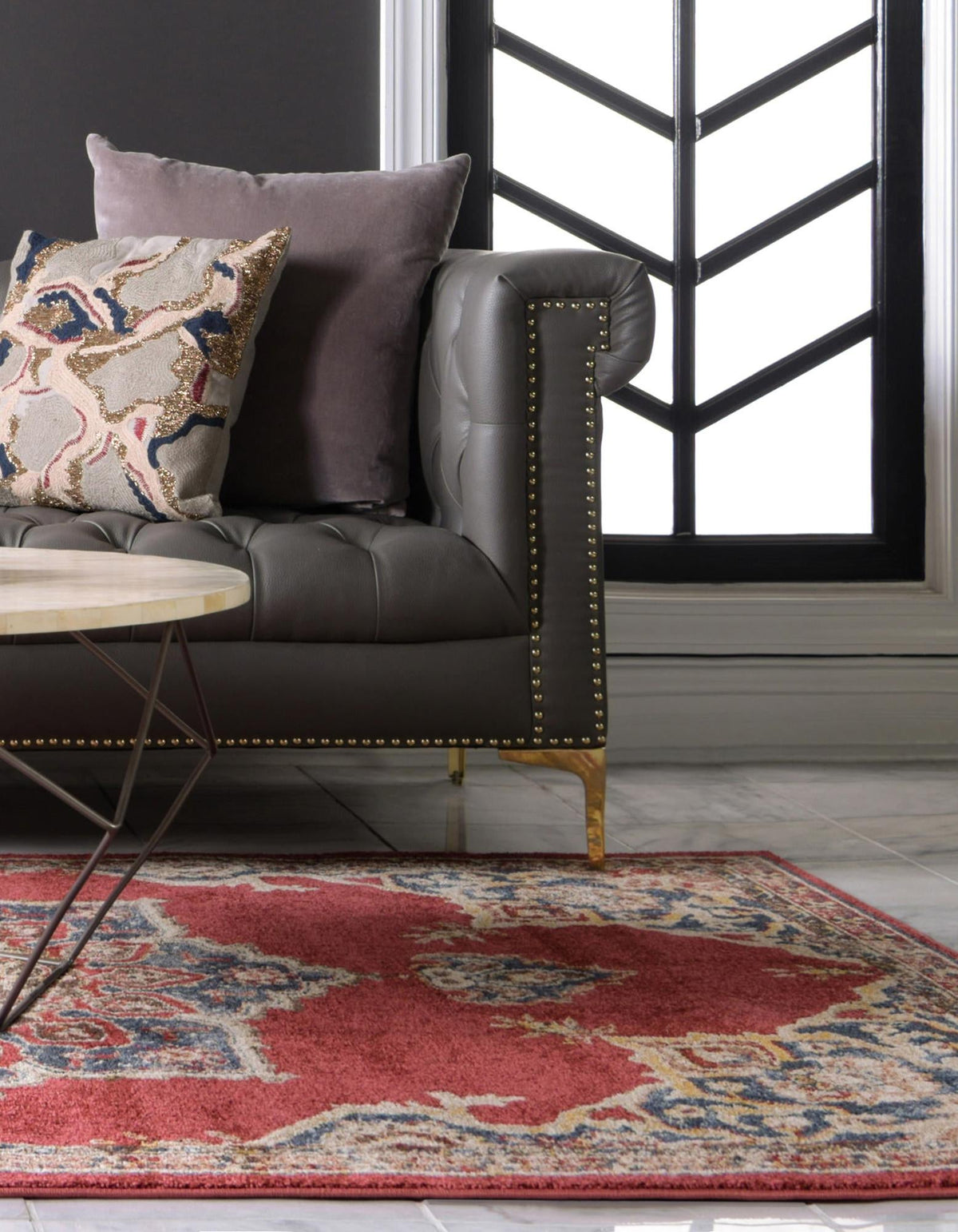 Eden Oasis Collection Area Rug -  Tranquility (Burgundy) Rectangle Burgundy  lifestyle 5
