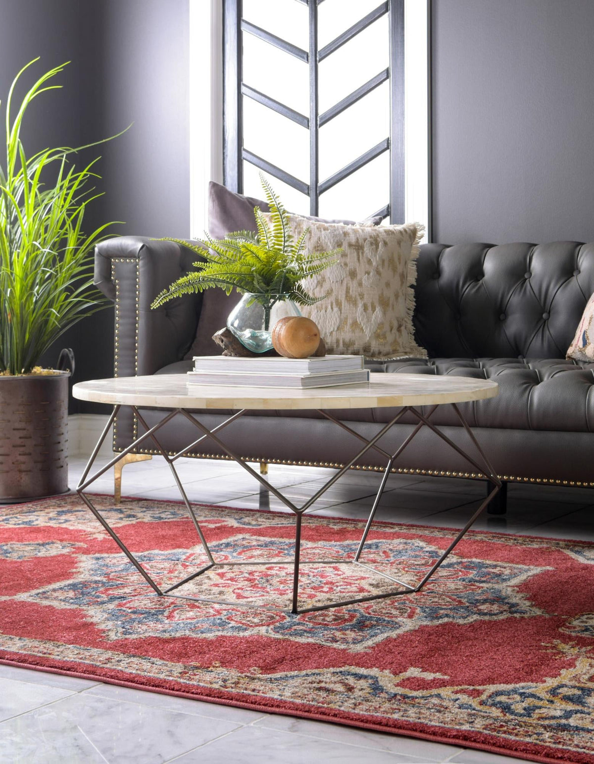 Eden Oasis Collection Area Rug -  Tranquility (Burgundy) Rectangle Burgundy  lifestyle 6