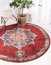 Eden Oasis Collection Area Rug -  Tranquility (Burgundy) Round Burgundy  lifestyle 21