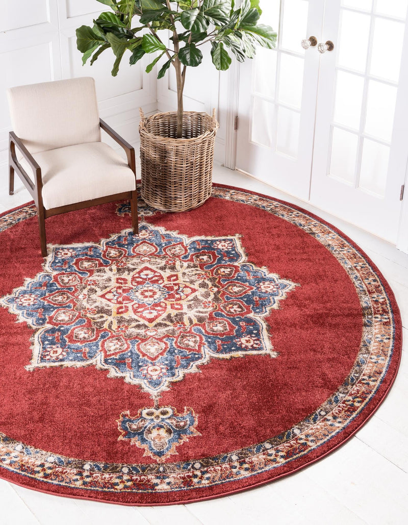 Eden Oasis Collection Area Rug -  Tranquility (Burgundy) Round Burgundy  lifestyle 21