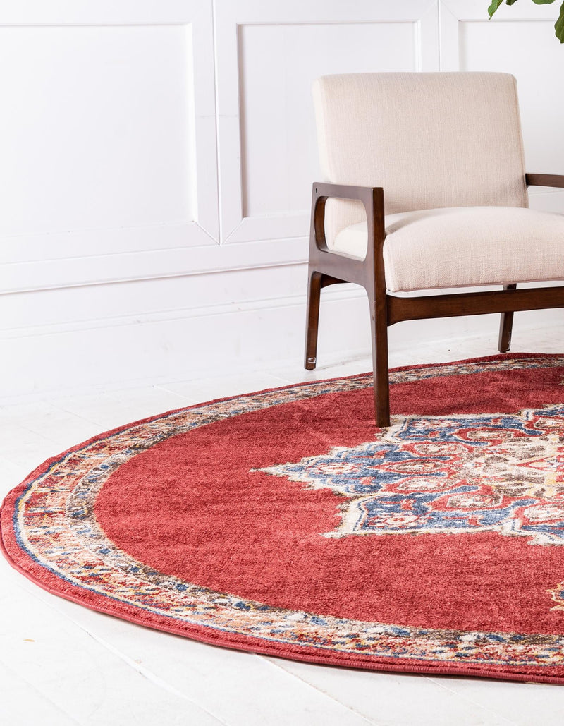 Eden Oasis Collection Area Rug -  Tranquility (Burgundy) Round Burgundy  lifestyle 24