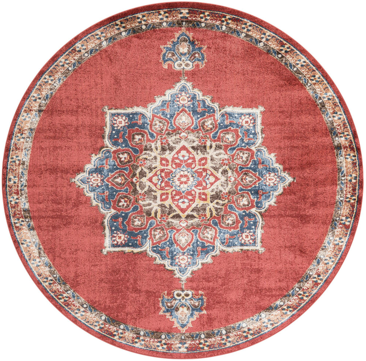 Eden Oasis Collection Area Rug -  Tranquility (Burgundy) Round Burgundy  lifestyle 18