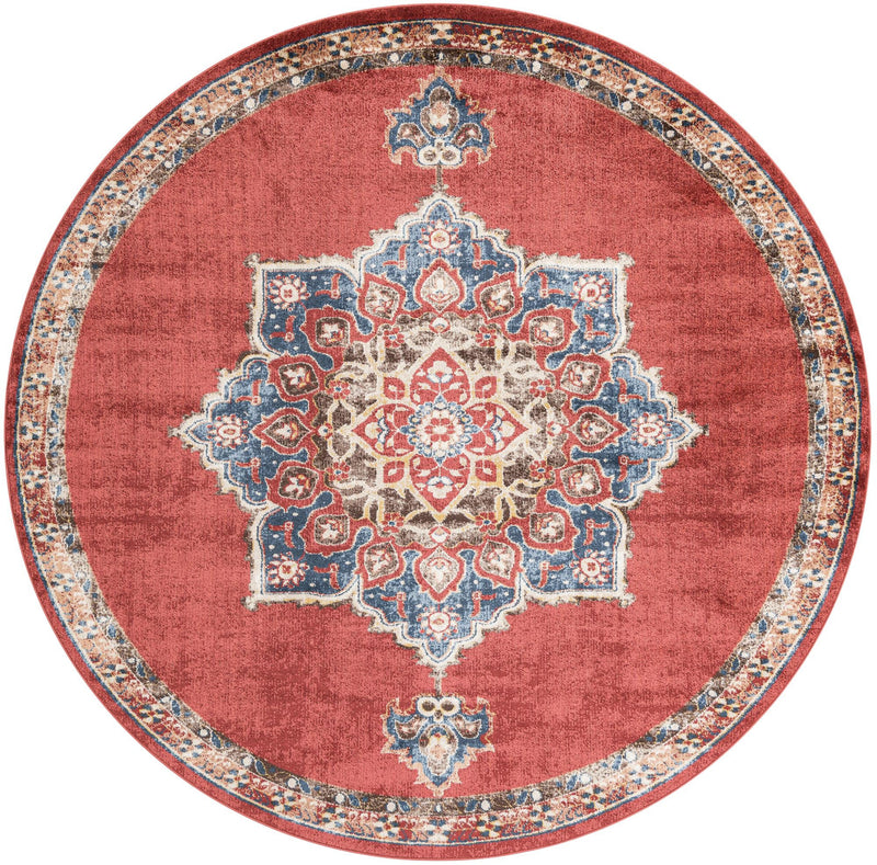 Eden Oasis Collection Area Rug -  Tranquility (Burgundy) Round Burgundy  lifestyle 18