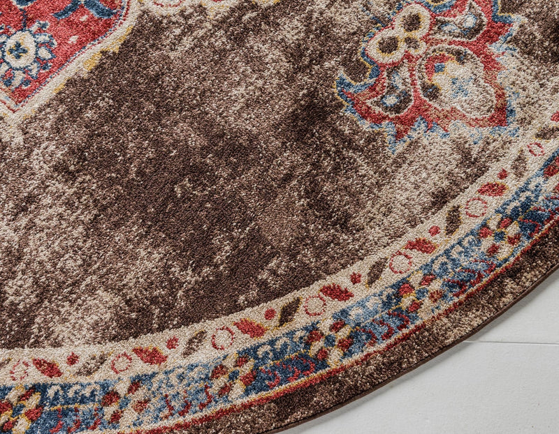 Eden Oasis Collection Area Rug -  Tranquility (Chocolate Brown) Round Chocolate Brown  lifestyle 46