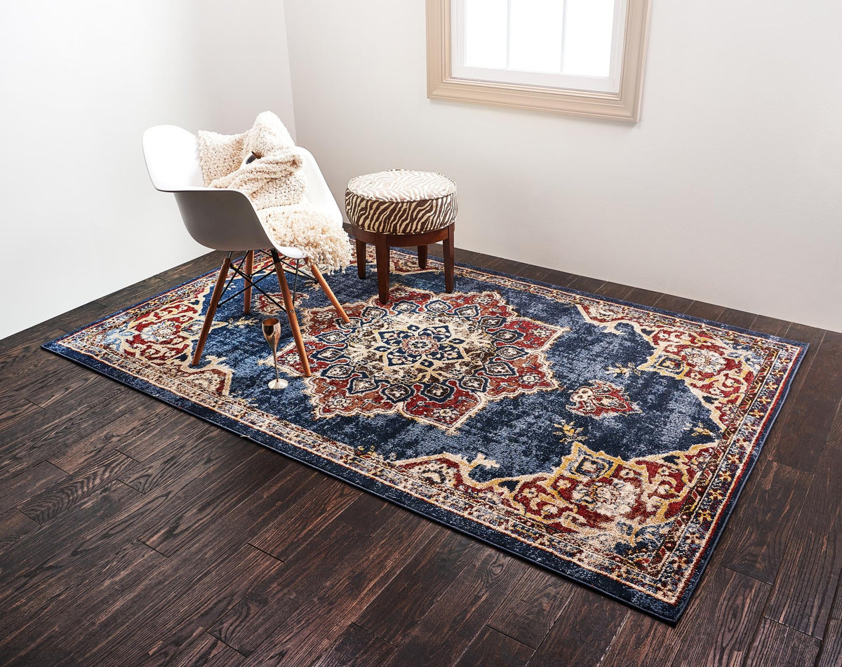 Eden Oasis Collection Area Rug -  Tranquility (Dark Blue) Rectangle Dark Blue  lifestyle 3