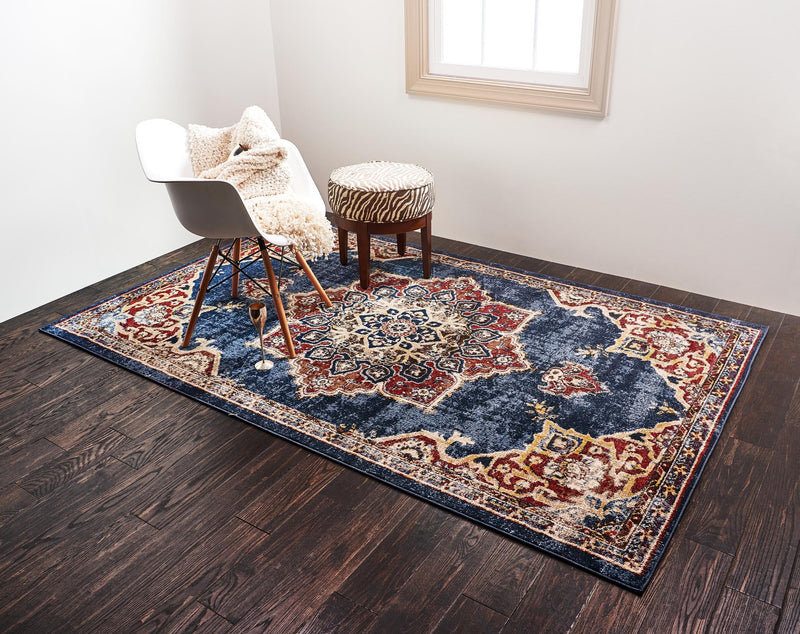 Eden Oasis Collection Area Rug -  Tranquility (Dark Blue) Rectangle Dark Blue  lifestyle 3