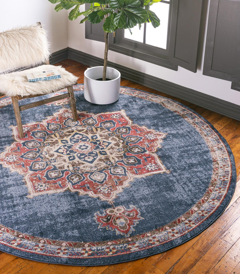 Eden Oasis Collection Area Rug -  Tranquility (Dark Blue) Round Dark Blue  lifestyle 24