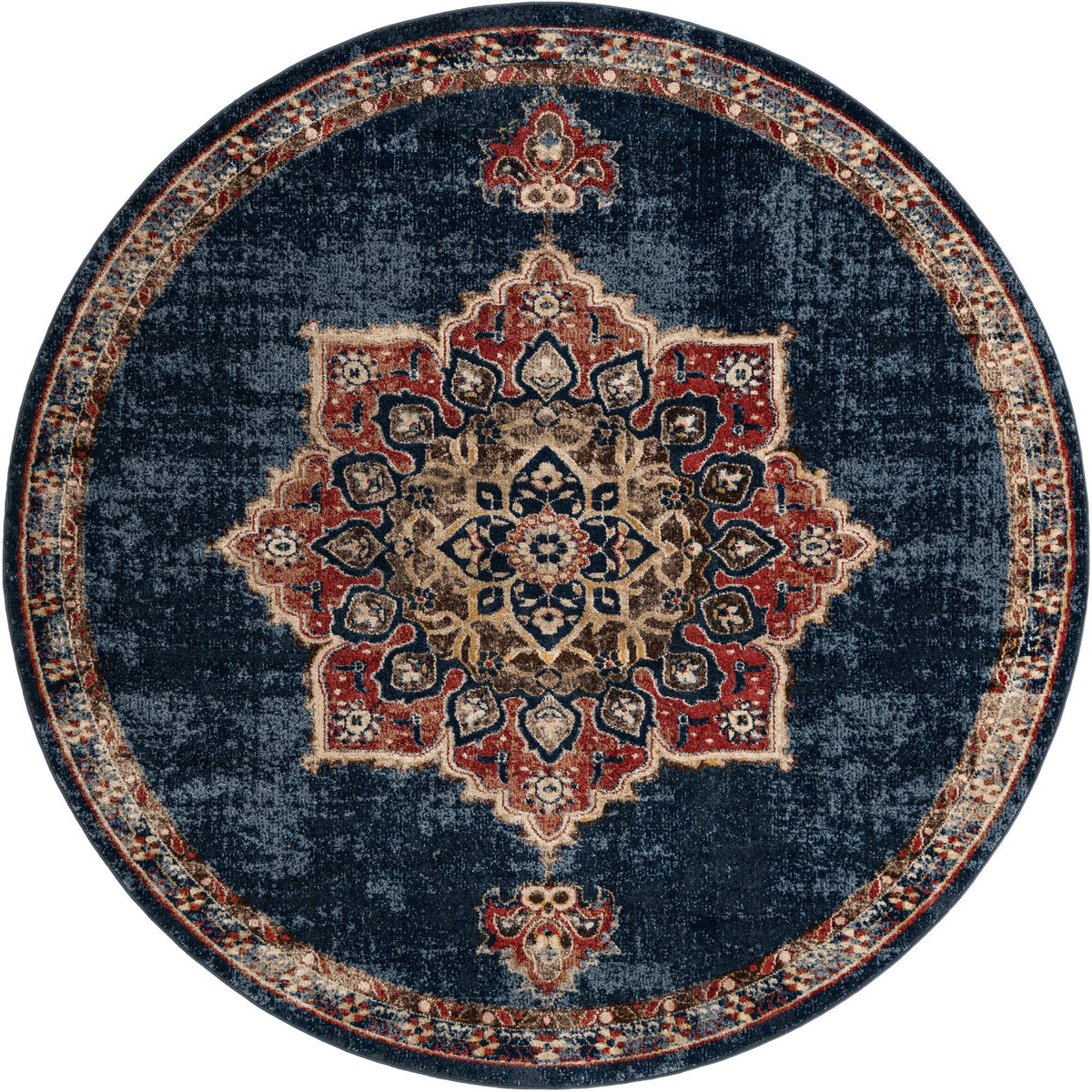 Eden Oasis Collection Area Rug -  Tranquility (Dark Blue) Round Dark Blue  lifestyle 18