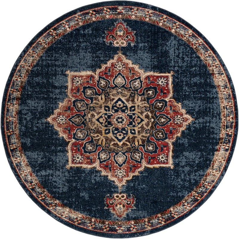 Eden Oasis Collection Area Rug -  Tranquility (Dark Blue) Round Dark Blue  lifestyle 18