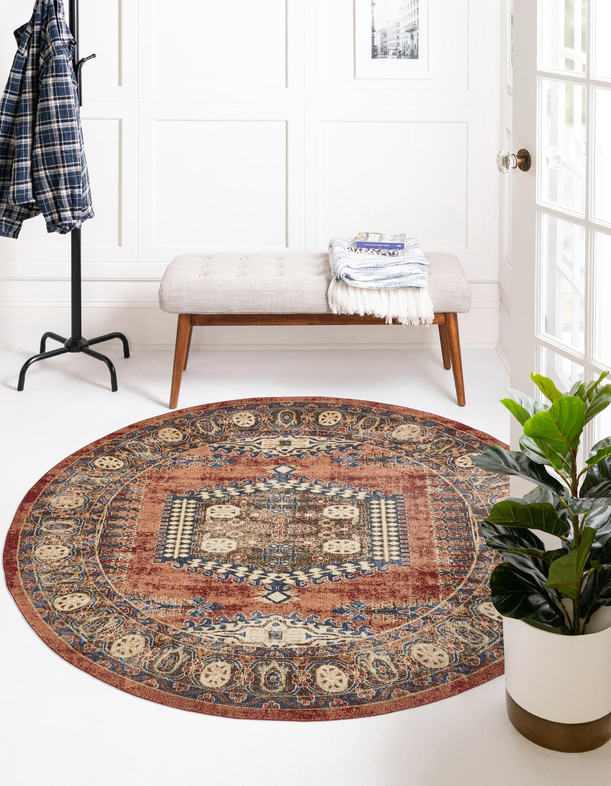 Eden Oasis Collection Area Rug -  Refuge (Terracotta) Round Terracotta  lifestyle 26