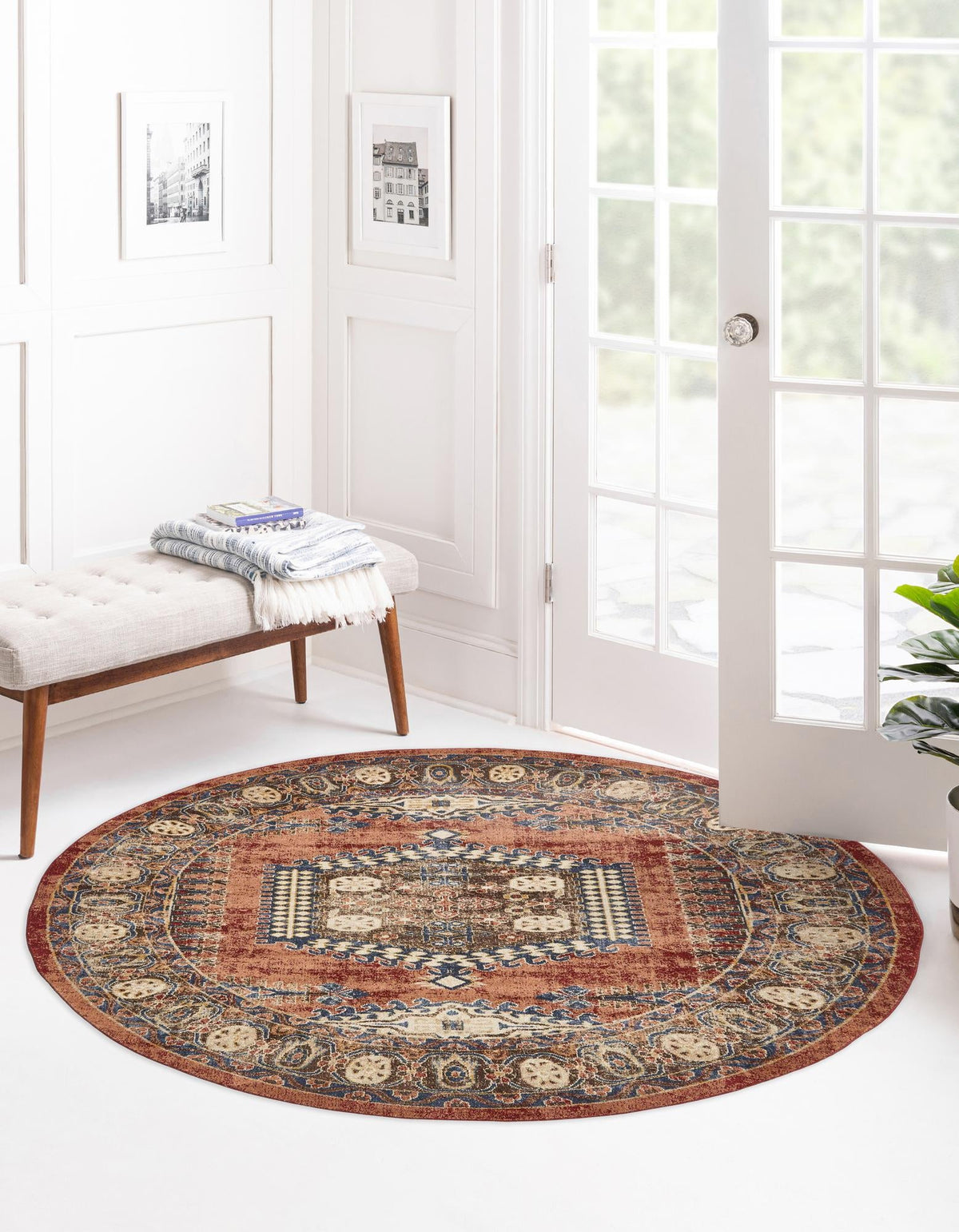 Eden Oasis Collection Area Rug -  Refuge (Terracotta) Round Terracotta  lifestyle 32
