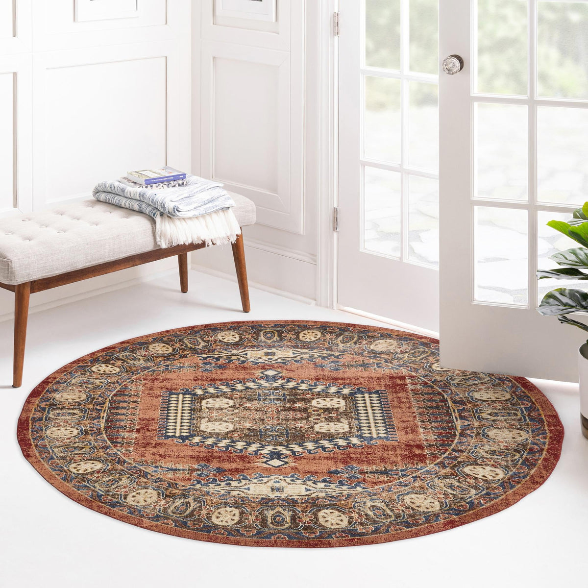 Eden Oasis Collection Area Rug -  Refuge (Terracotta) Round Terracotta  lifestyle 112