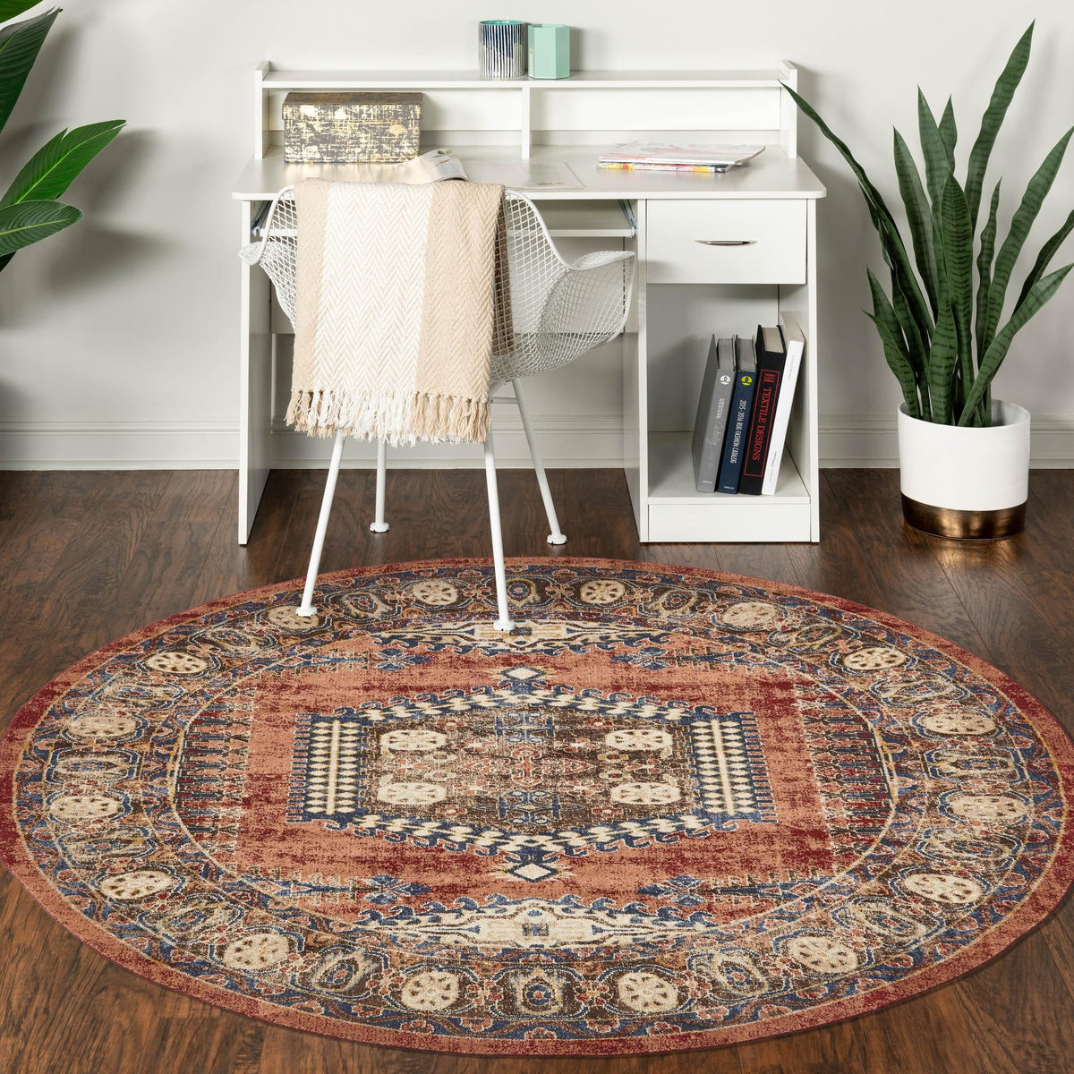 Eden Oasis Collection Area Rug -  Refuge (Terracotta) Round Terracotta  lifestyle 123