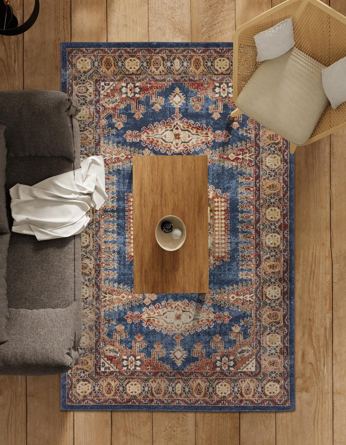 Eden Oasis Collection Area Rug -  Refuge (Blue) Rectangle Blue  lifestyle 15
