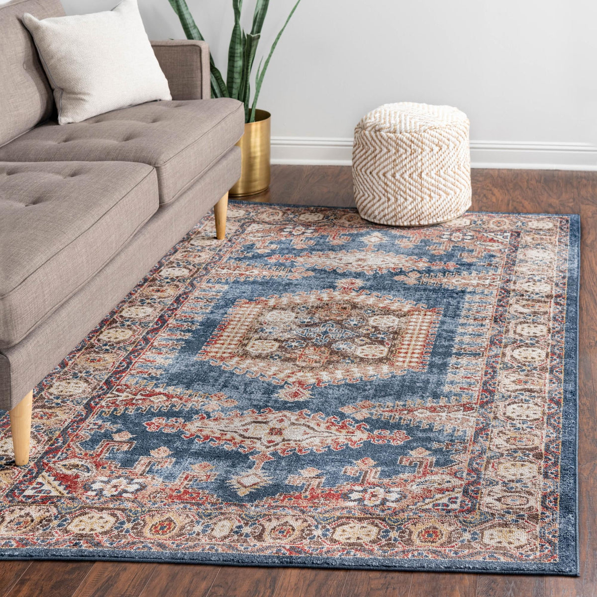 Eden Oasis Collection Area Rug -  Refuge (Dark Blue) Rectangular Dark Blue  lifestyle 48