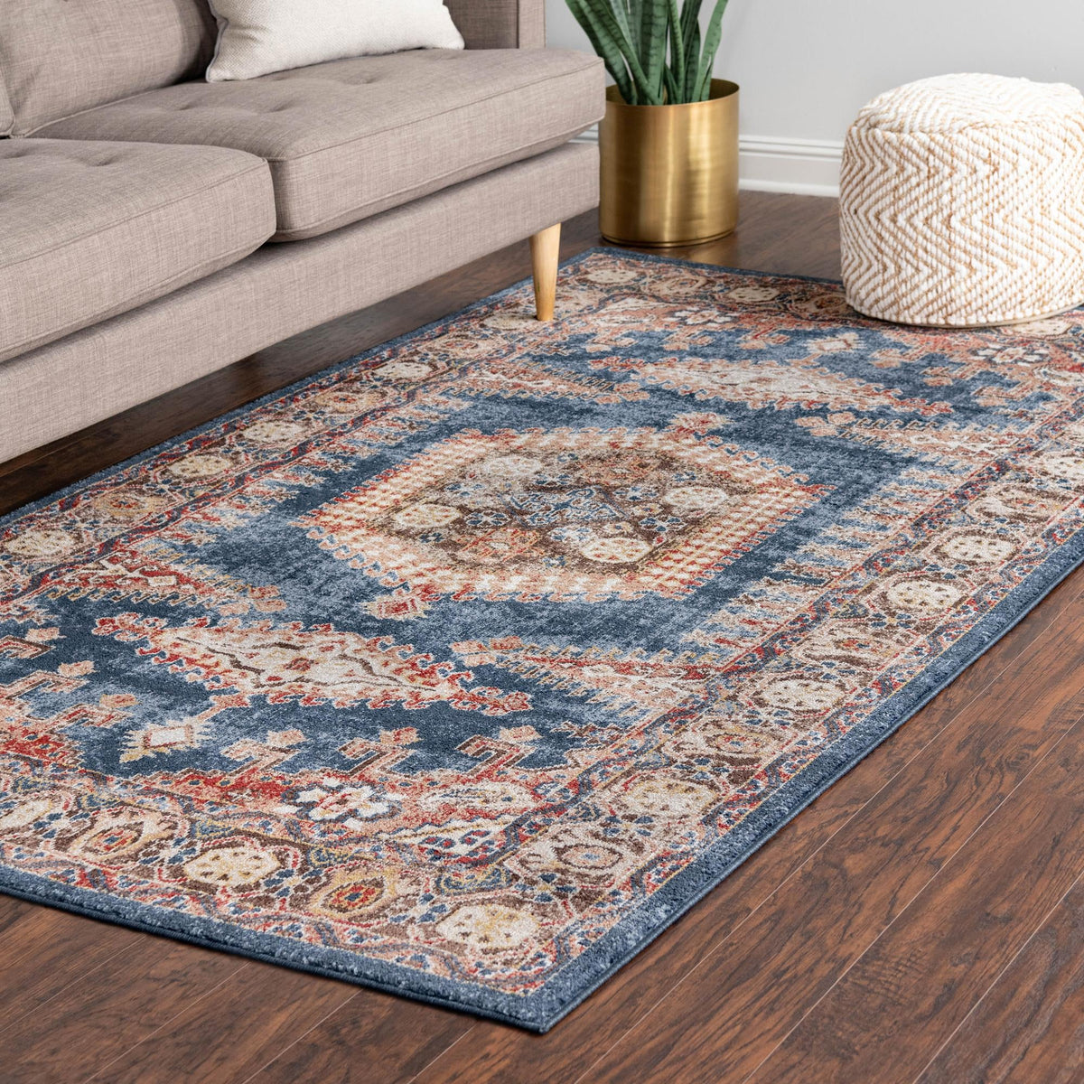 Eden Oasis Collection Area Rug -  Refuge (Dark Blue) Rectangular Dark Blue  lifestyle 49