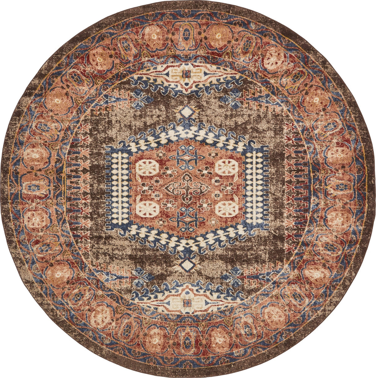 Eden Oasis Collection Area Rug -  Refuge (Light Brown) Round Light Brown  lifestyle 3
