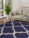 Lattice Gardens Collection Area Rug -  Espaliera Square Navy Blue  lifestyle 71