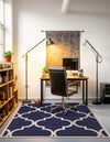 Lattice Gardens Collection Area Rug -  Espaliera Square Navy Blue  lifestyle 76
