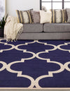 Lattice Gardens Collection Area Rug -  Espaliera Square Navy Blue  lifestyle 81